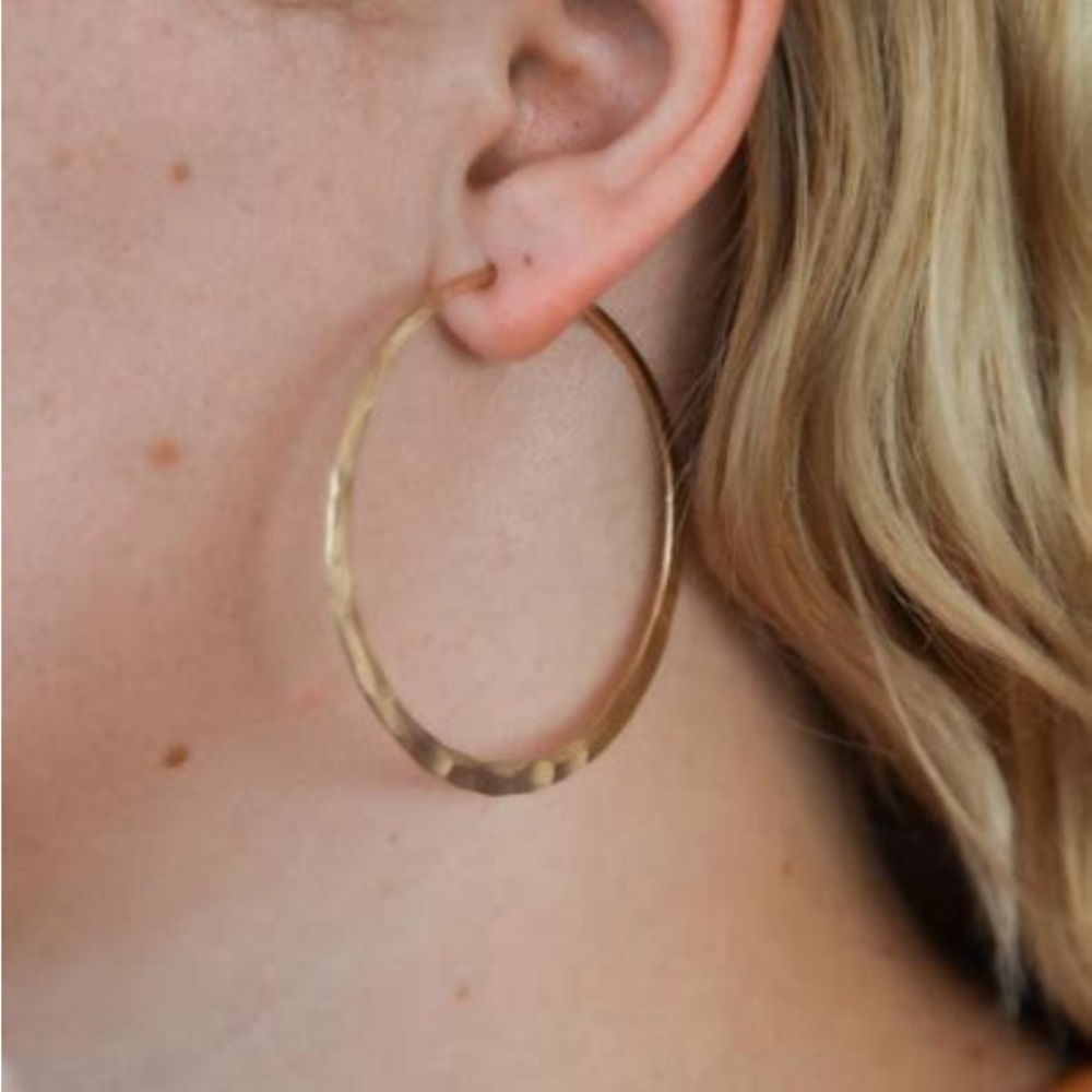 2” wide gold fill hoop earrings